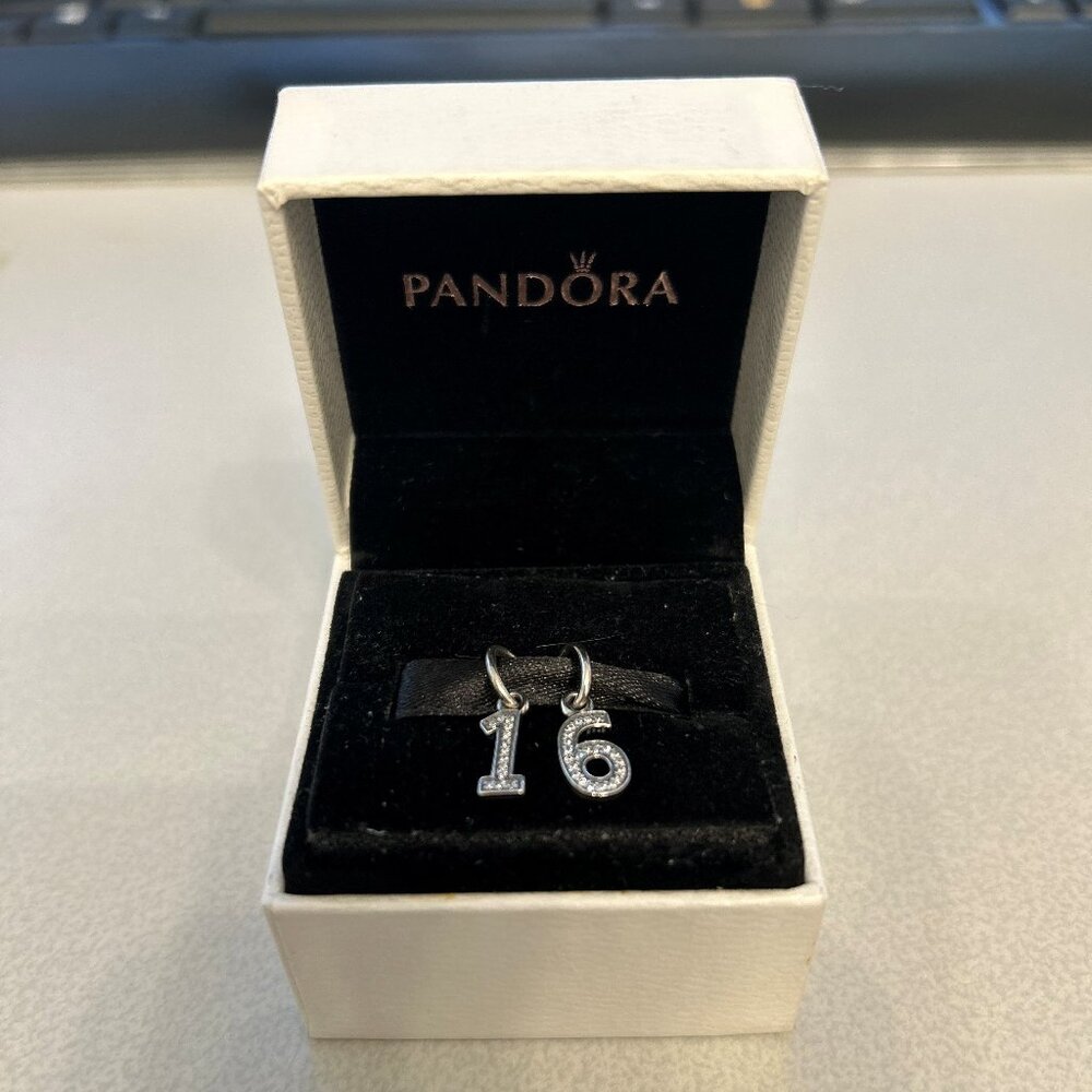 Pandora Sterling Silver #16 Charm with box